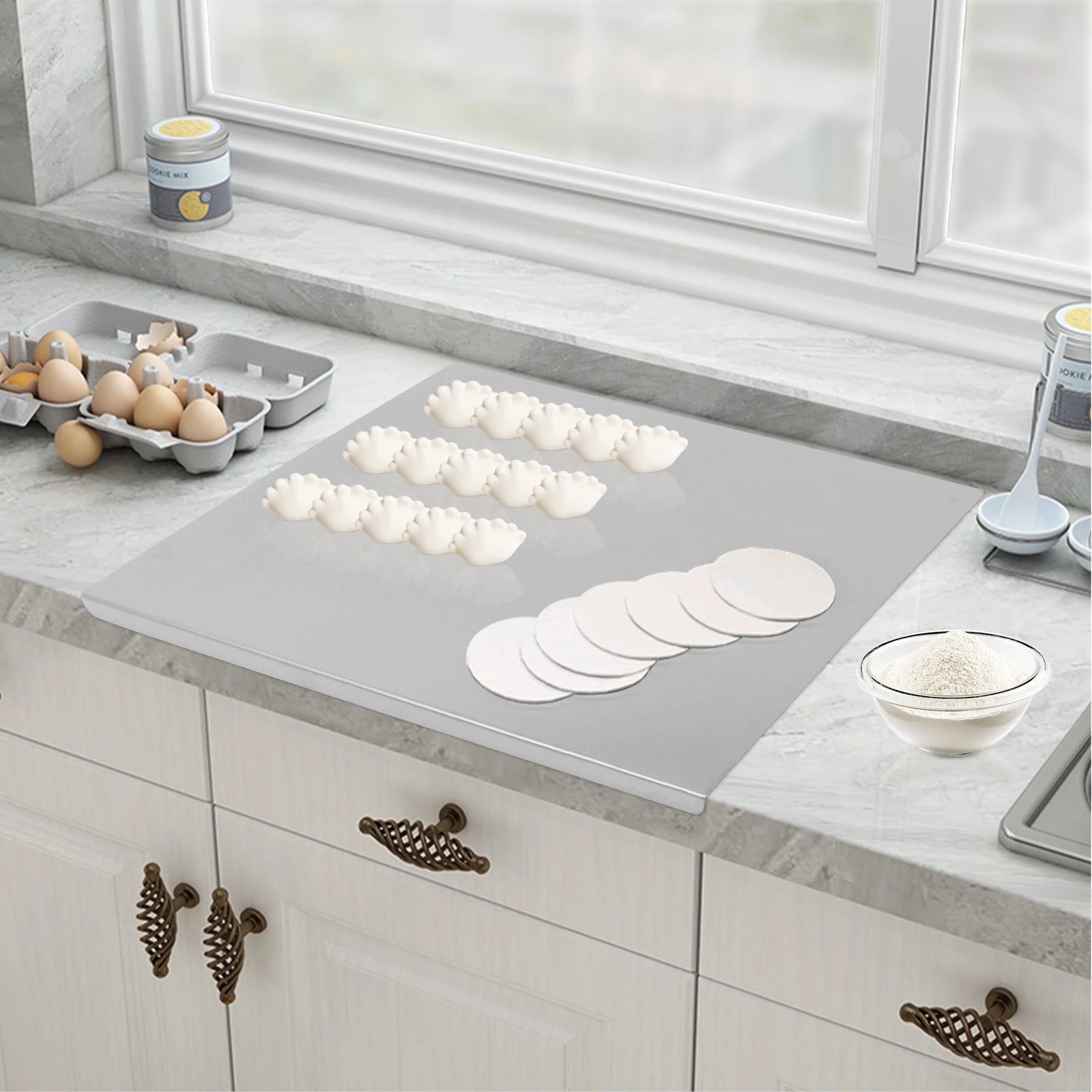 Stainless Steel Chopping Board with L-Shaped Folded Edge