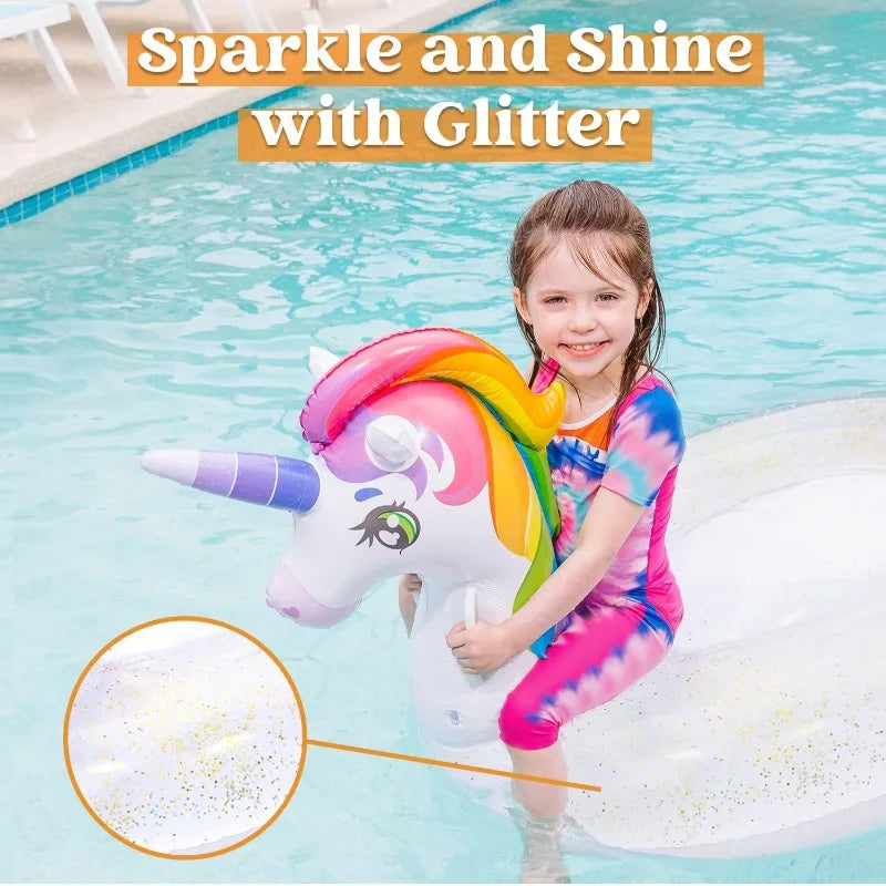 Unicorn Inflatable Pool Float with Glitter