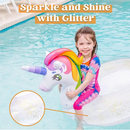 Unicorn Inflatable Pool Float with Glitter