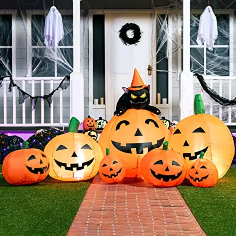 7 Foot Long Outdoor Pumpkin Halloween Inflatable Decoration