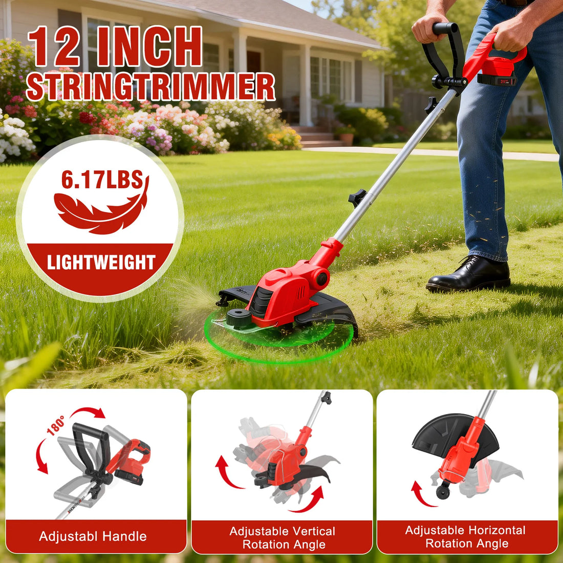 12-Inch Cordless Weed Eater Garden Tool