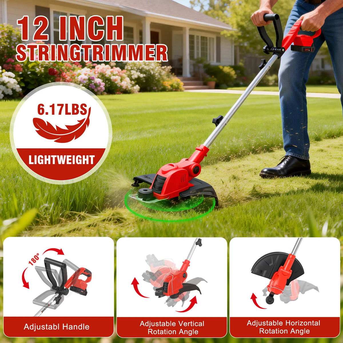 12-Inch Cordless Weed Eater Garden Tool