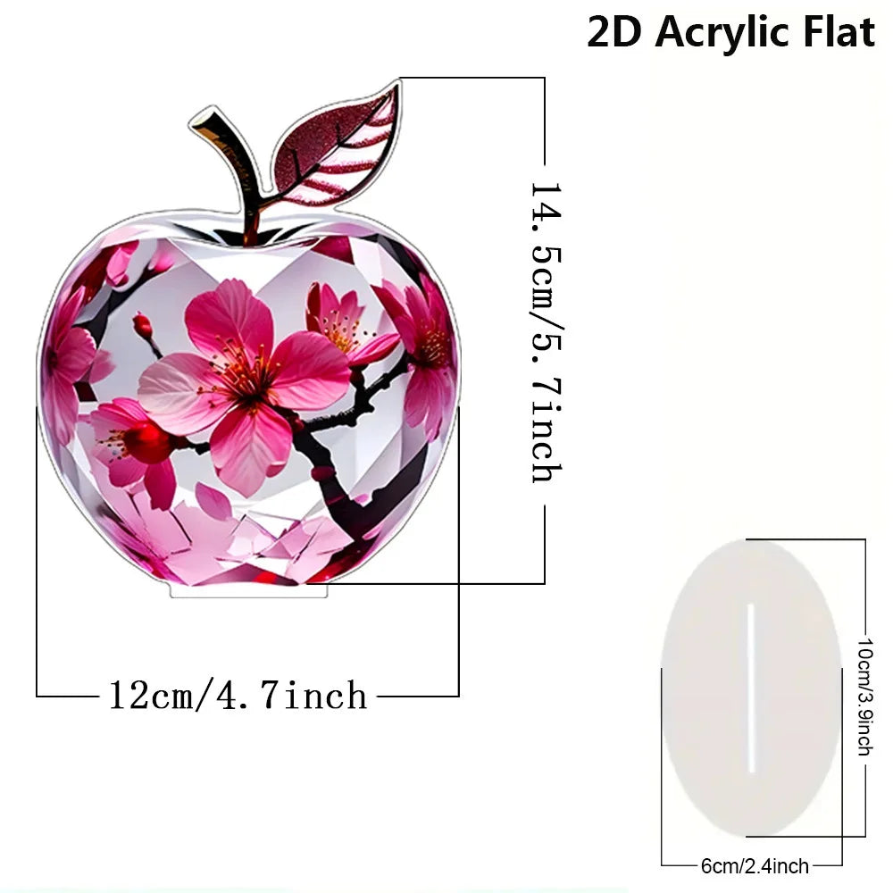 2D Clear Crystal Apple Collectible Figurine