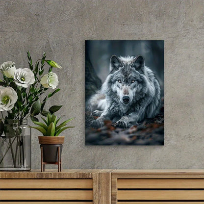 Gray Wolf Framed Canvas Wall Art
