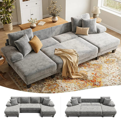 112 Inch Sleeper Sofa with Pull Out Couch Bed