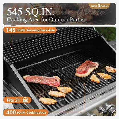 4-Burner Propane Gas Grill with Side Burner