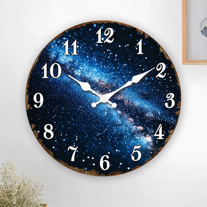 Starry Galaxy Cosmic Nebula Round Wall Clock