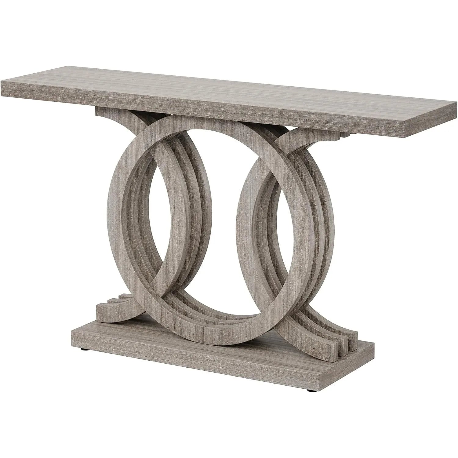 55 Inch Modern Design Console Table with Geometric Wood Base