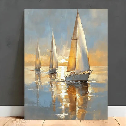 Charming Soft Pastel Sailing Boat at Sea Wall Art