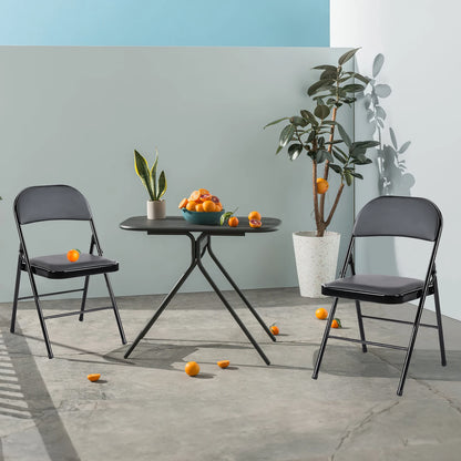 JHK 2-Pack of PU Leather Padded Folding Chairs
