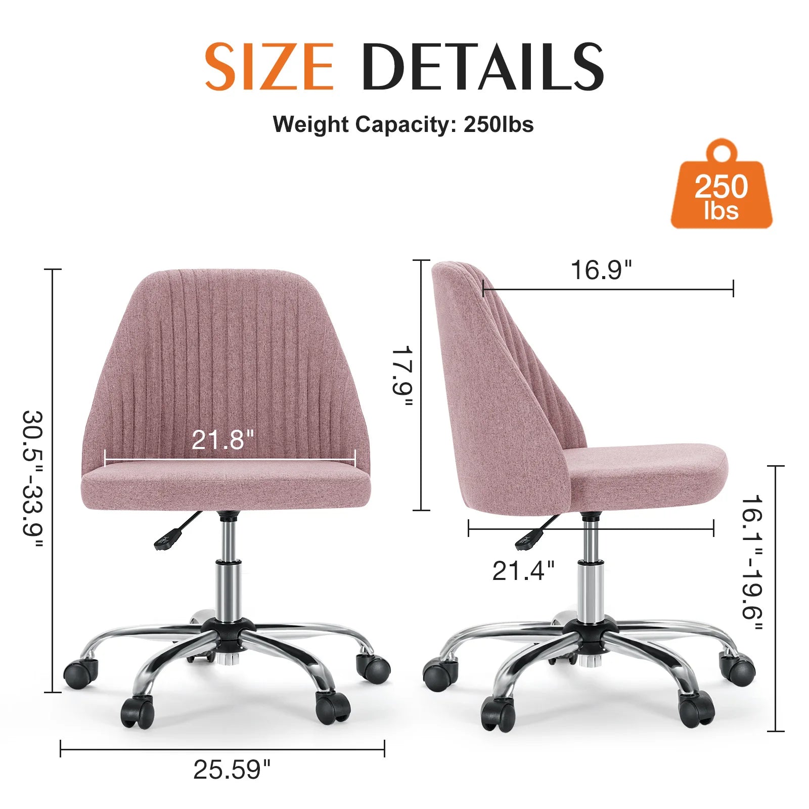 JHK Armless Small Desk Office Chair