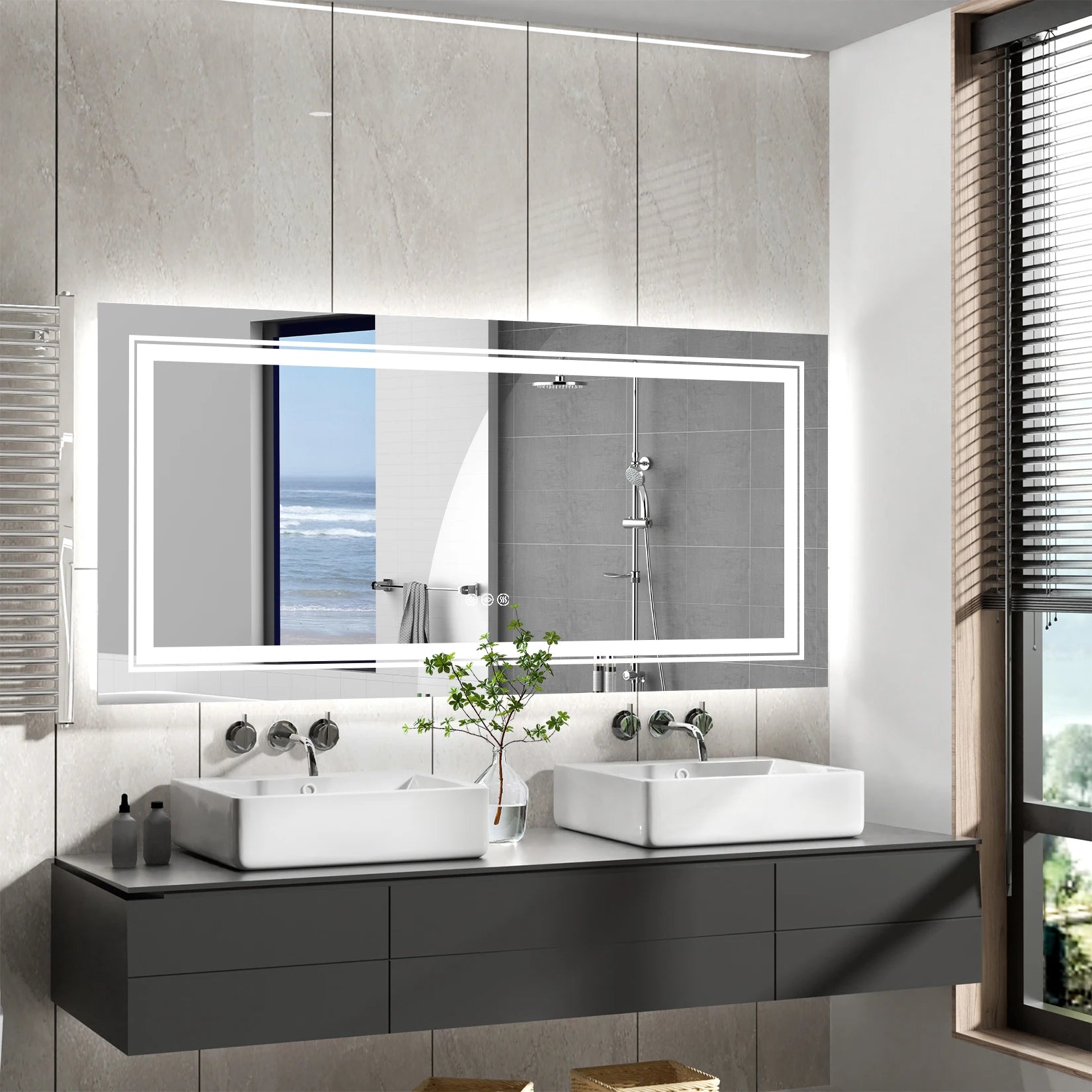 Rectangle Bathroom Mirror with Dimmable Back Light
