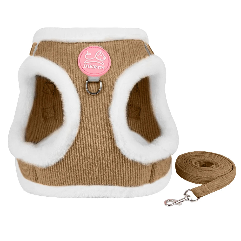 Warm Fur Pet Harness with Leash