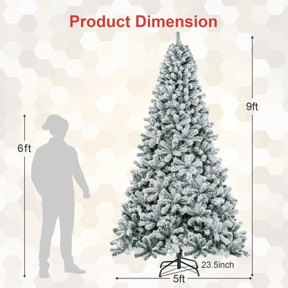 9-Foot Premium Unlit Snow Flocked Artificial Christmas Tree