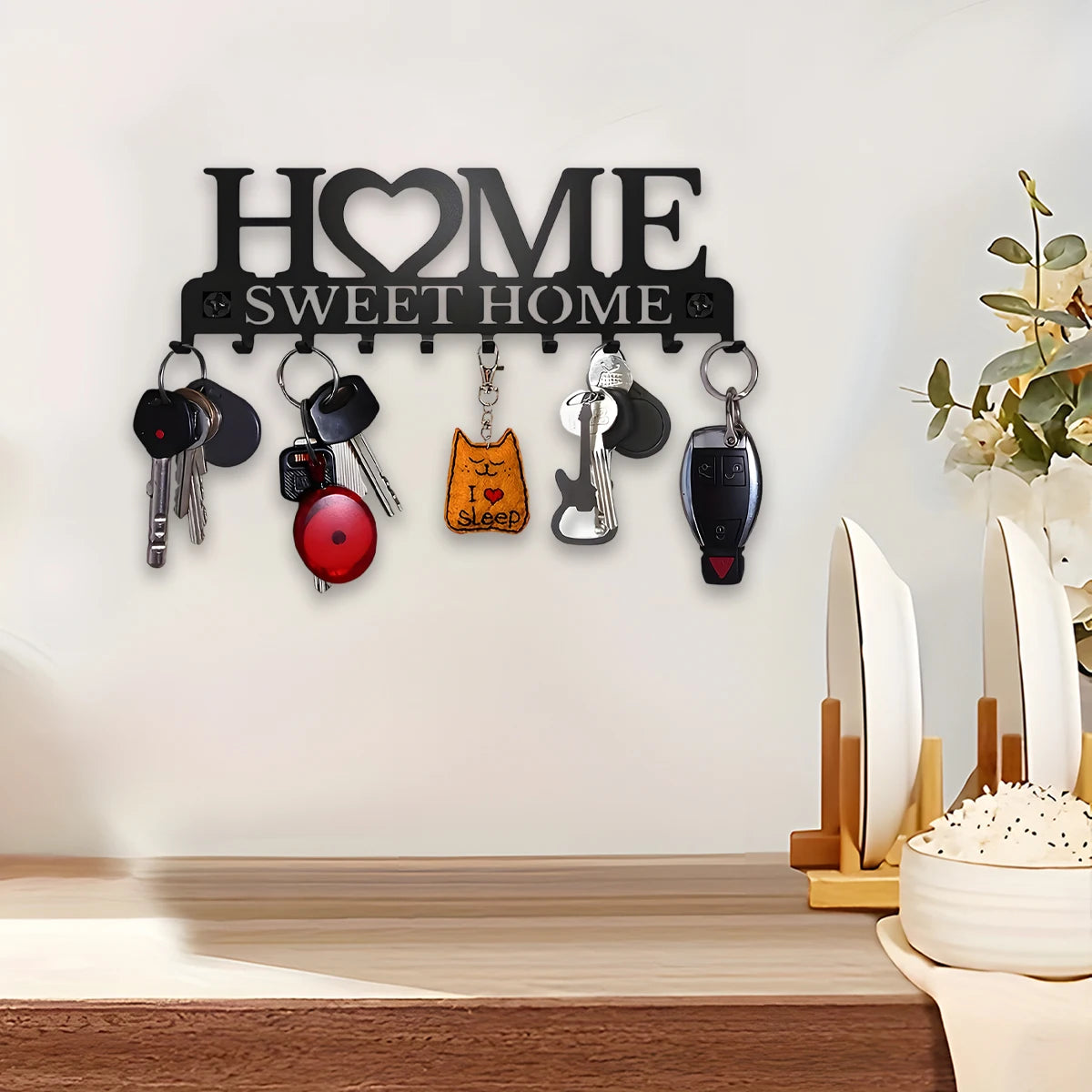 Black Metal Wall Mounted Key Holder