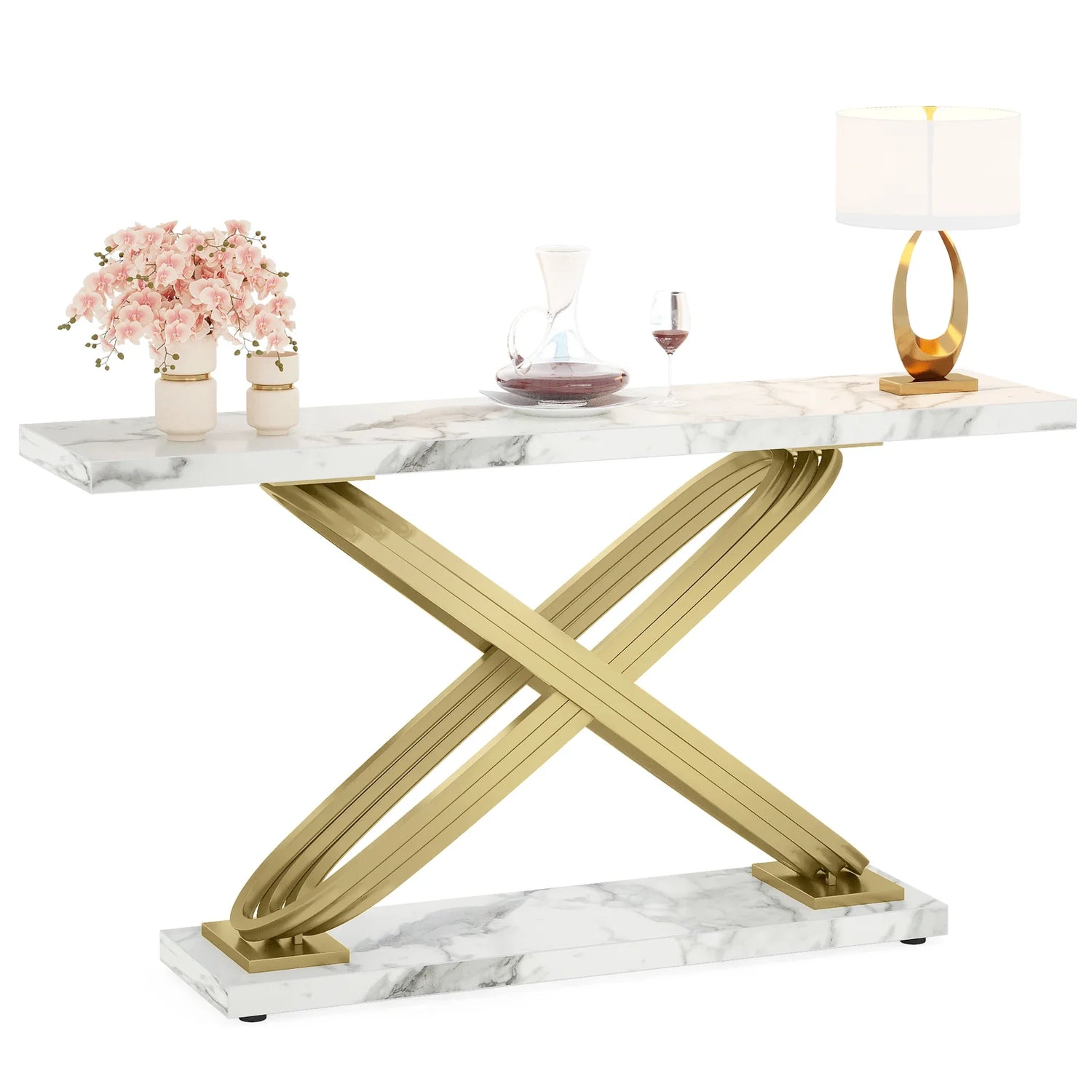 Tribesigns 55 Inch Modern Faux Marble Console Table