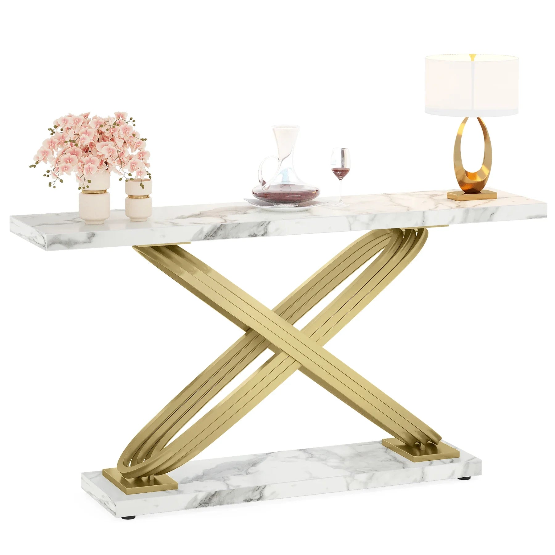Tribesigns 55 Inch Modern Faux Marble Console Table