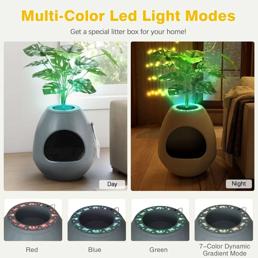 Egg Shaped Smart Cat Litter Box with Odor Removal System