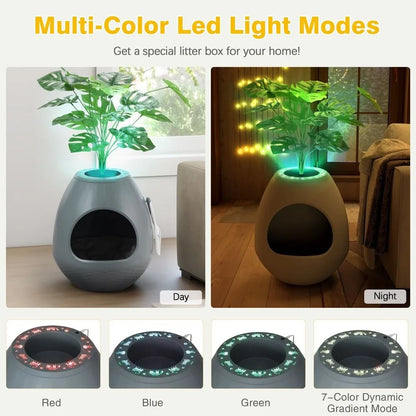Egg Shaped Smart Cat Litter Box with Odor Removal System