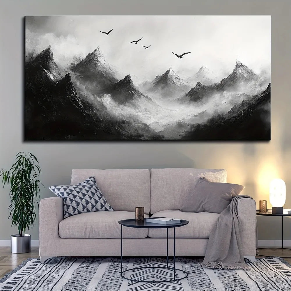 Foggy Mountain Landscape Canvas Mural Wall Art