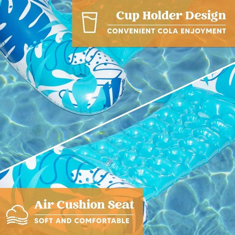 JOYFY 2-Pack Inflatable Pool Chairs with Cup Holders