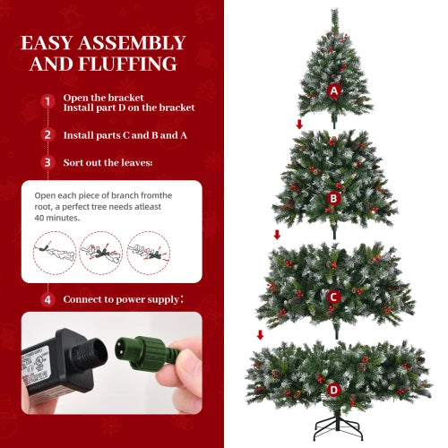 9 Foot Pre-Lit Pre-Decorated Pine Hinged Christmas Tree