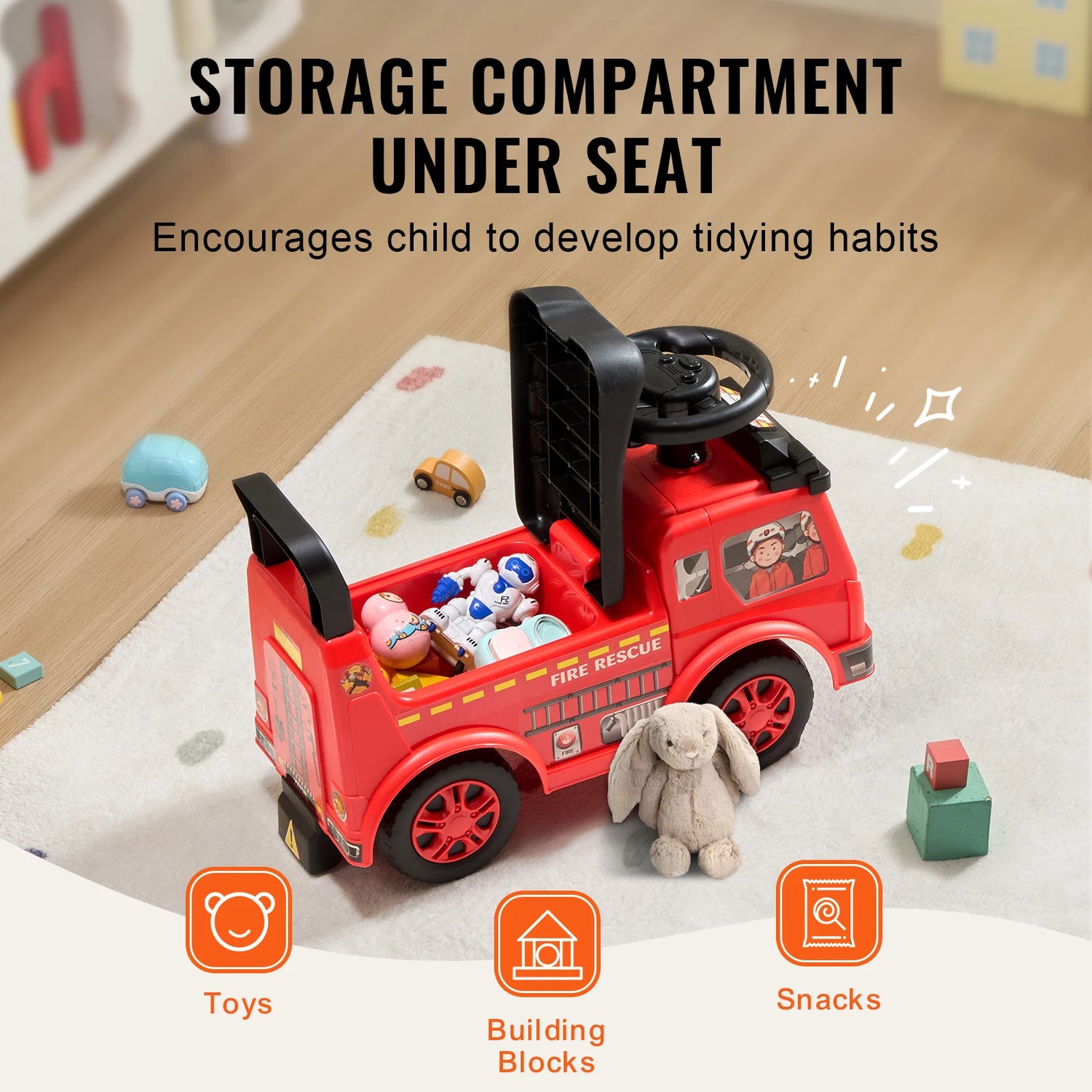 SucceBuy Ride On Push Fire Engine for Toddlers