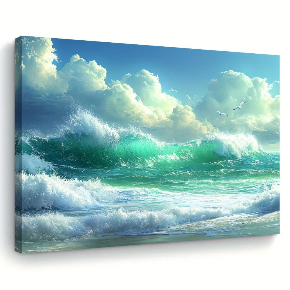 Vivid Blue Sky and Sea of Clouds Landscape Wall Art