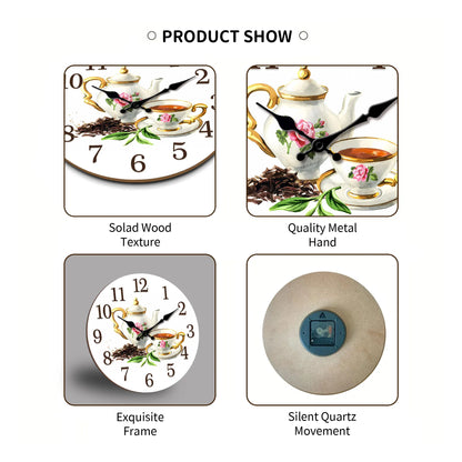 Modern Round Teacup and Pot Wall Clock