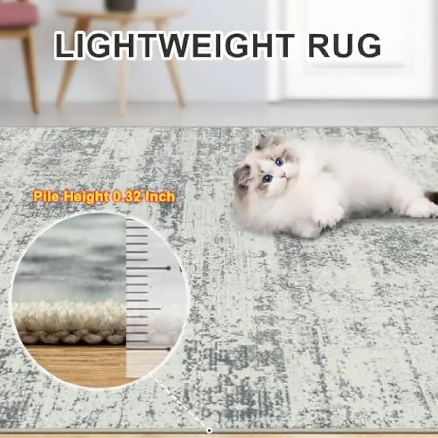 8x10 Neutral Contemporary Washable Area Rug