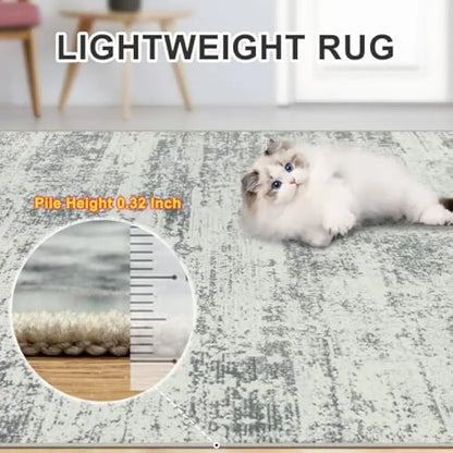8x10 Neutral Contemporary Washable Area Rug