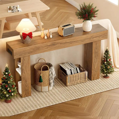 63 Inch Farmhouse Style Narrow Entryway Table