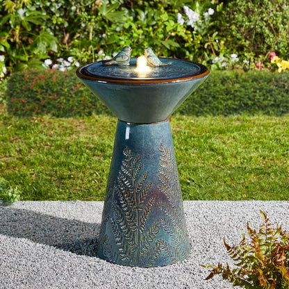 27.5 Inch Outdoor Garden Water Fountain with LED Lights and Pump