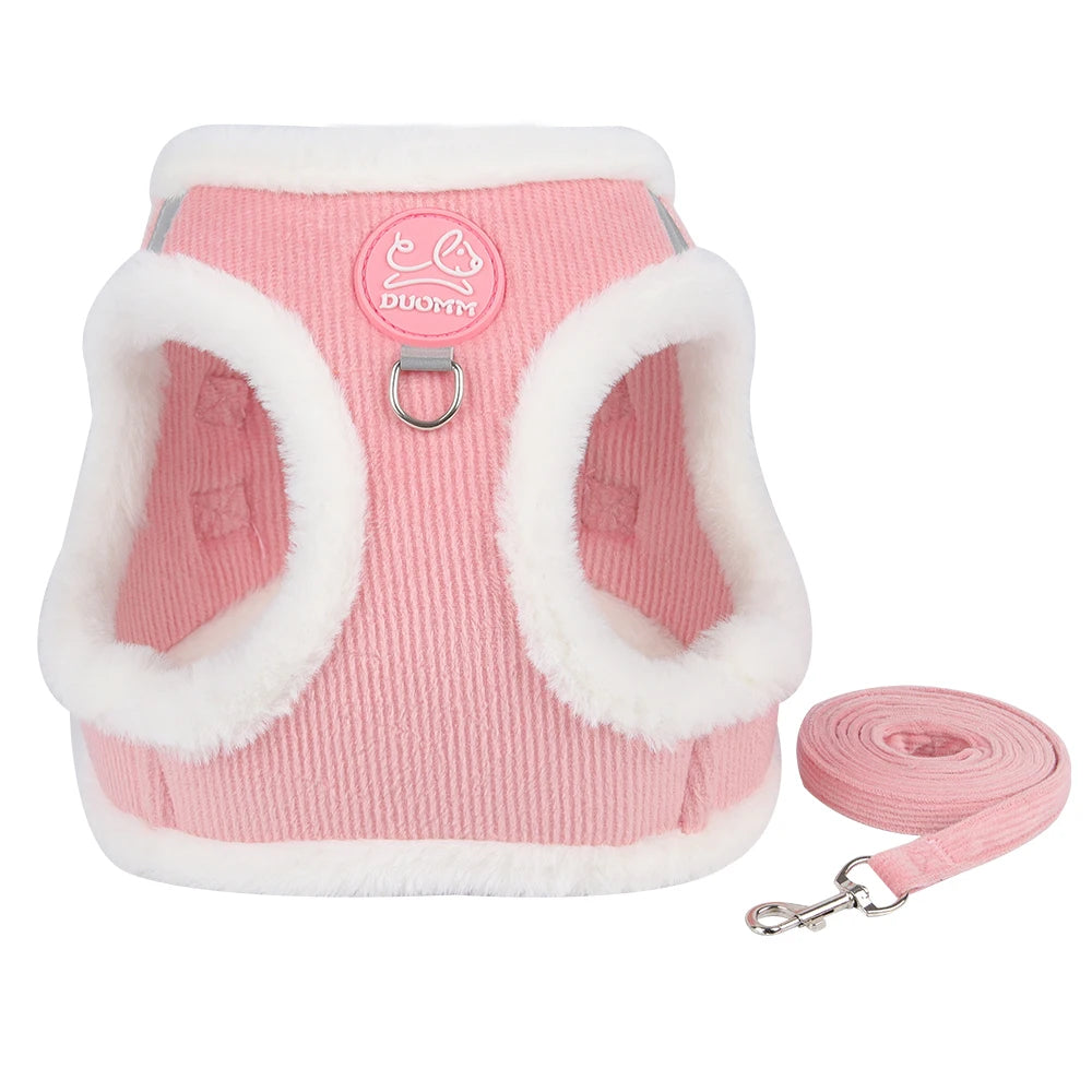 Warm Fur Pet Harness with Leash