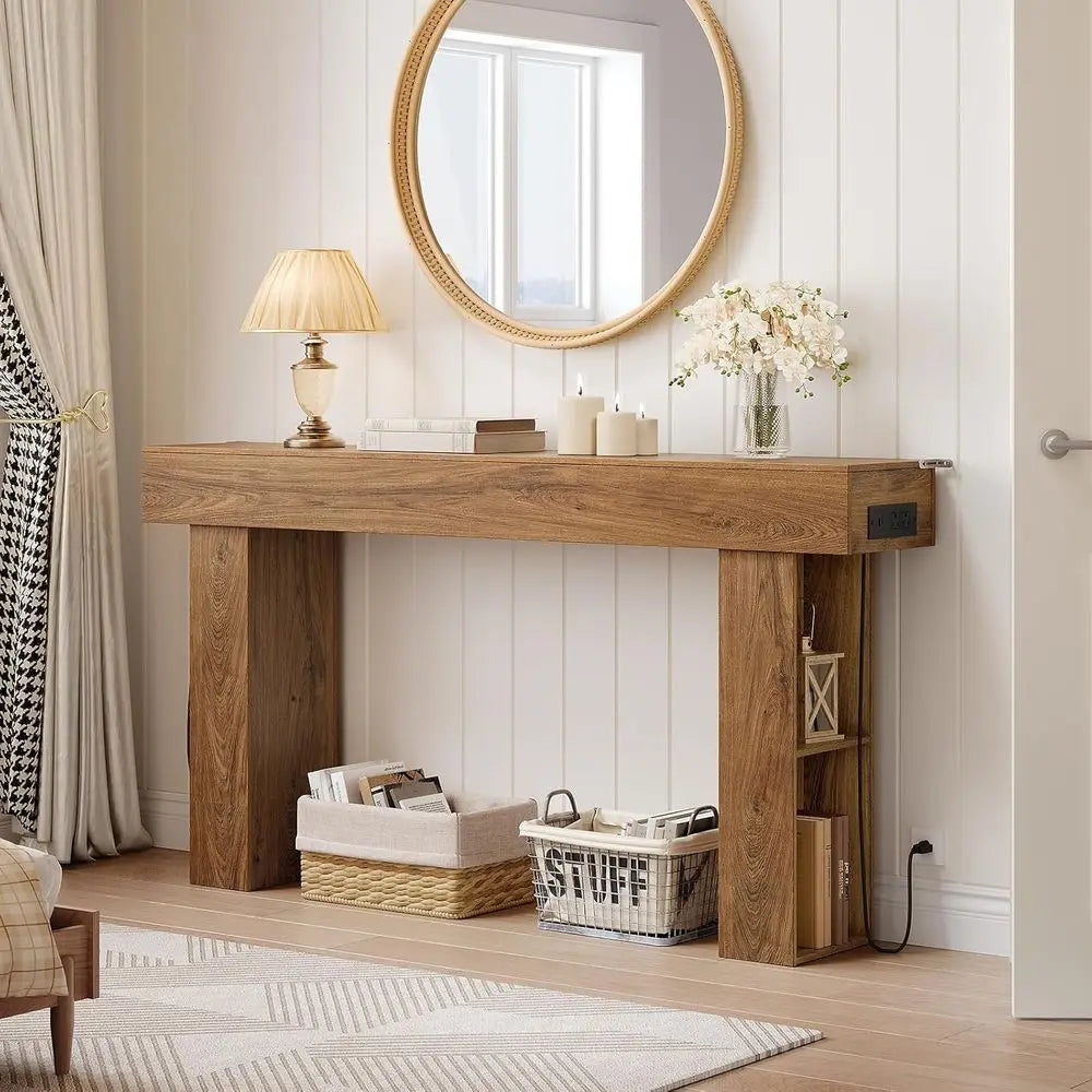 63 Inch Farmhouse Style Narrow Entryway Table