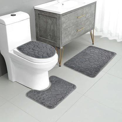 Water-Absorbing Non-Slip Solid Color Bathroom Rug Set