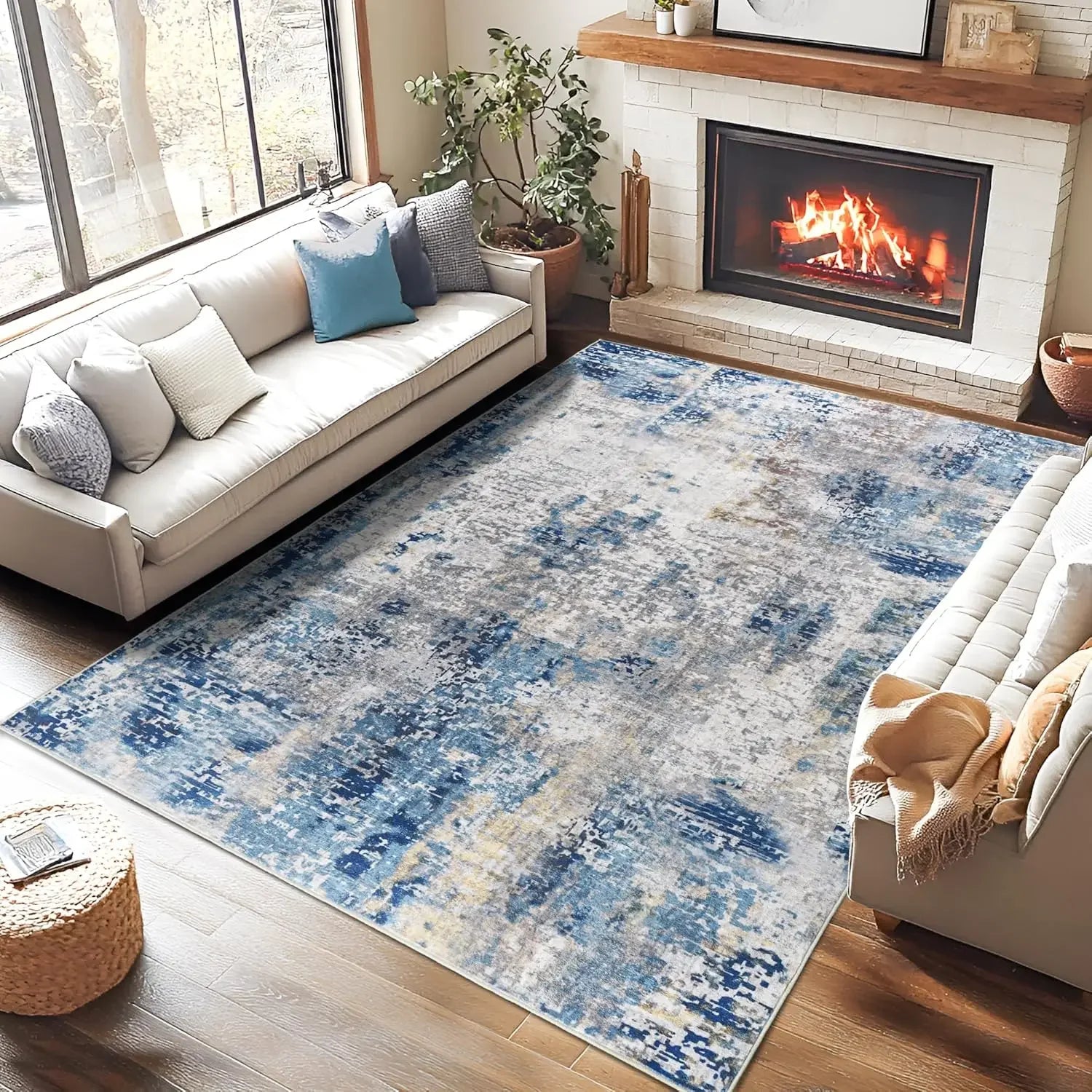 VIKAMA Modern Abstract Washable Area Rug