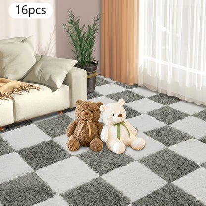 Gray and White Rug Squares