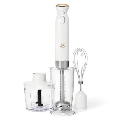 Cordless Immersion Blender with Chopper, Whisk &amp; Measuring Cup