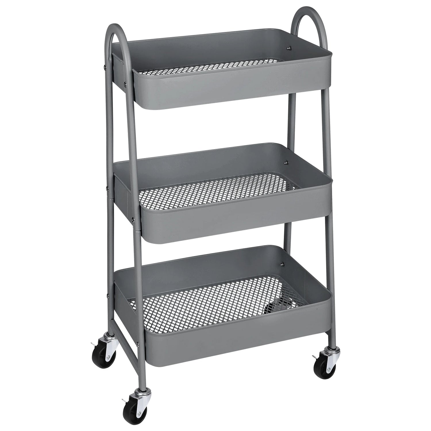 JHK 3-Tier Metal Kitchen Cart with Lockable Wheels