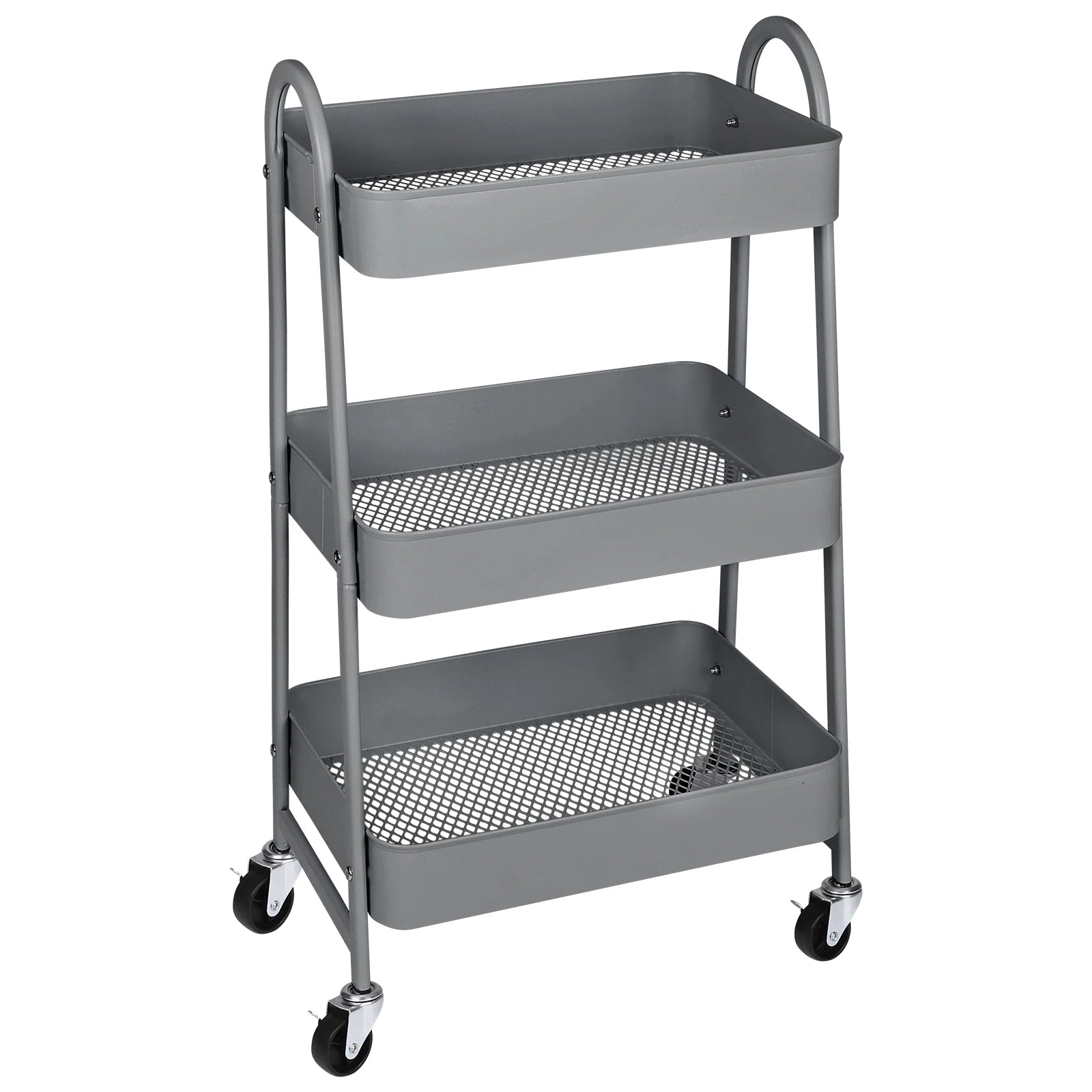 JHK 3-Tier Metal Kitchen Cart with Lockable Wheels