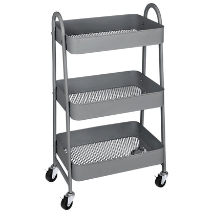 JHK 3-Tier Metal Kitchen Cart with Lockable Wheels