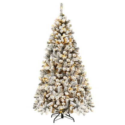 6-Foot Pre-Lit Premium Snow Flocked Hinged Artificial Christmas Tree