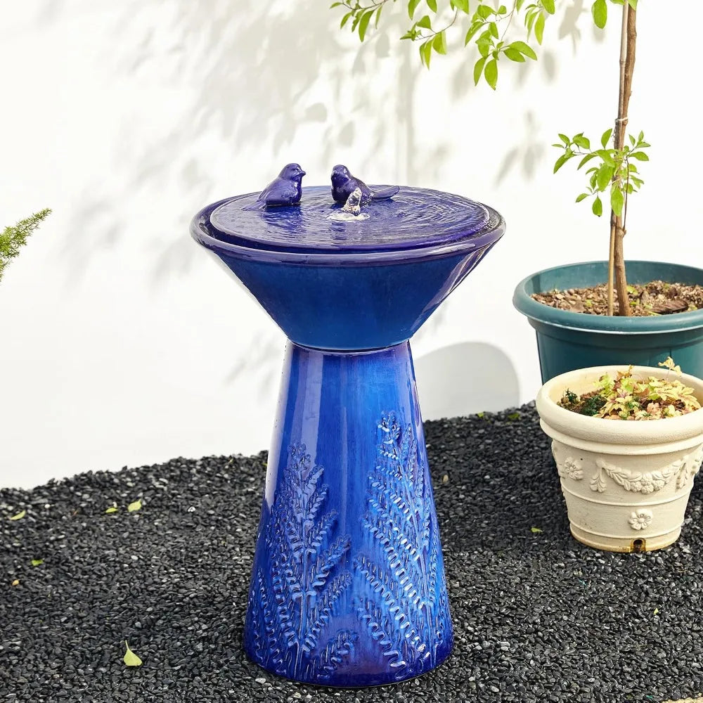 27.5 Inch Outdoor Garden Water Fountain with LED Lights and Pump