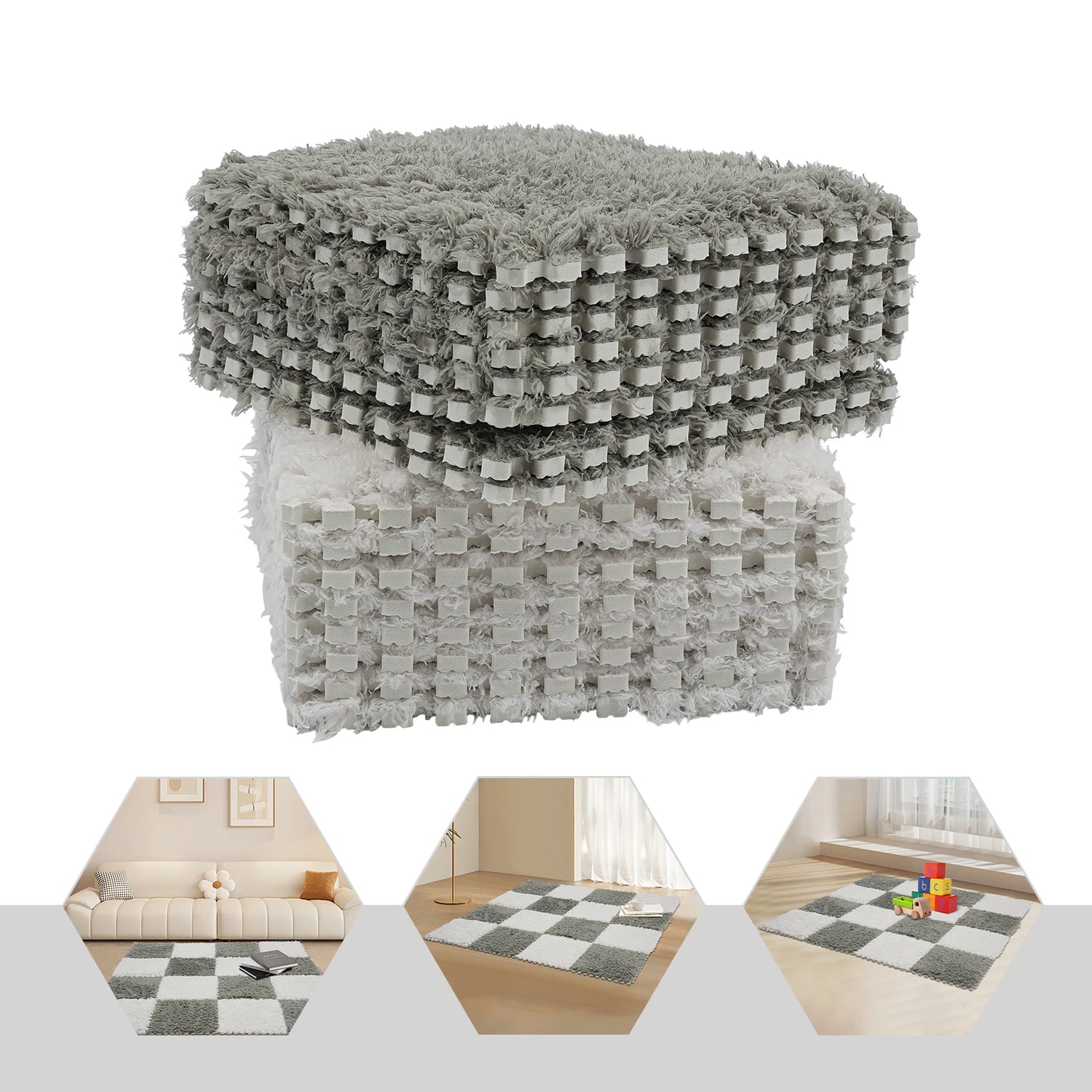 Gray and White Rug Squares