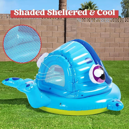 JOYFY Inflatable Whale Baby Pool with Built In Shade
