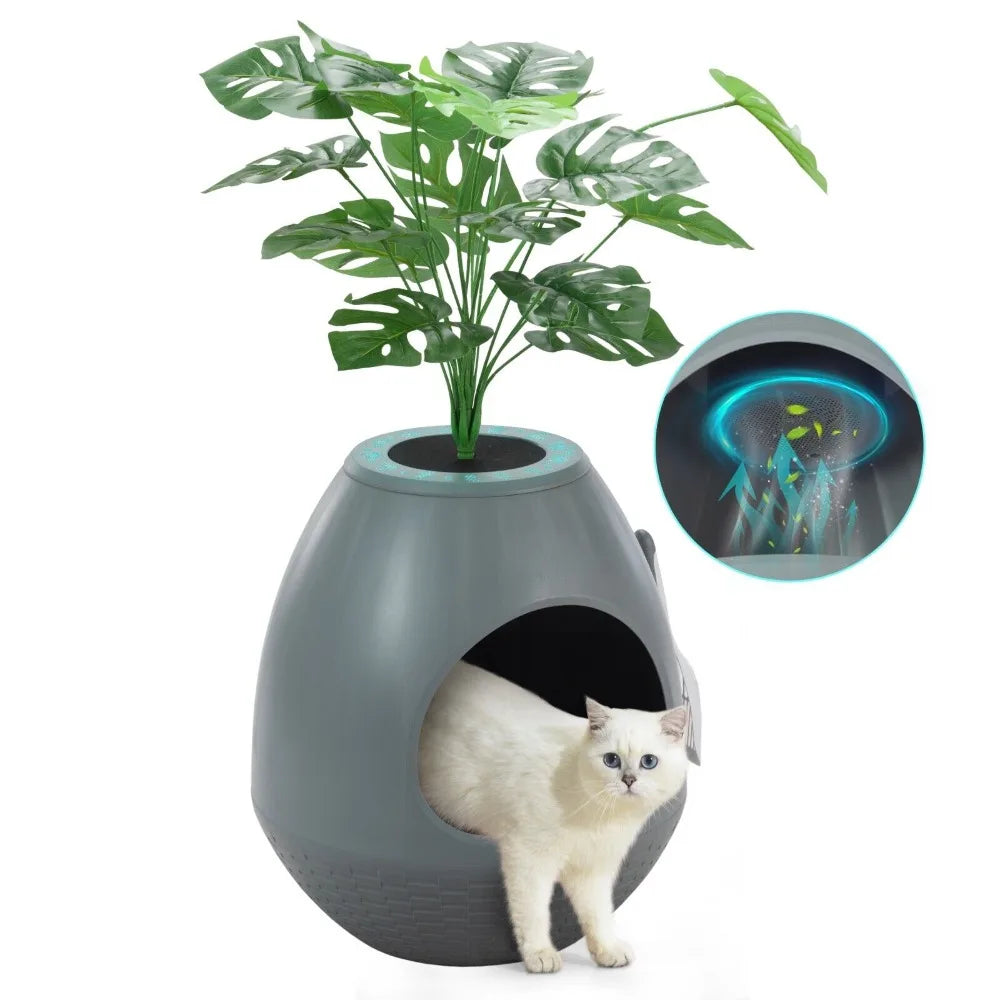 Egg Shaped Smart Cat Litter Box with Odor Removal System