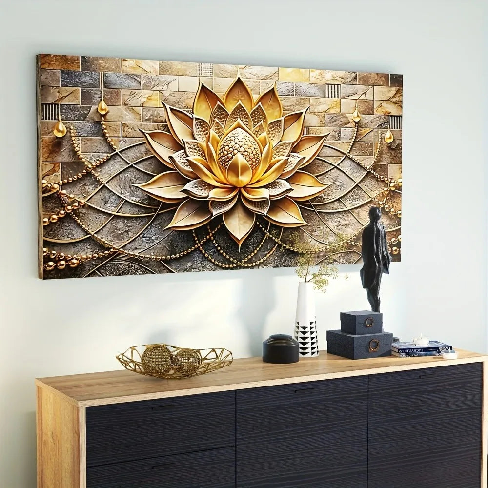 Modern Abstract Black and Gold Floral Canvas Art