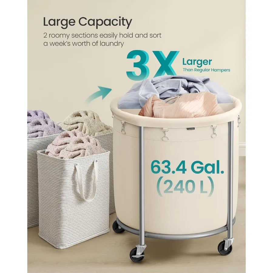 63.5 Gallon Heavy Duty Laundry Basket with Wheels