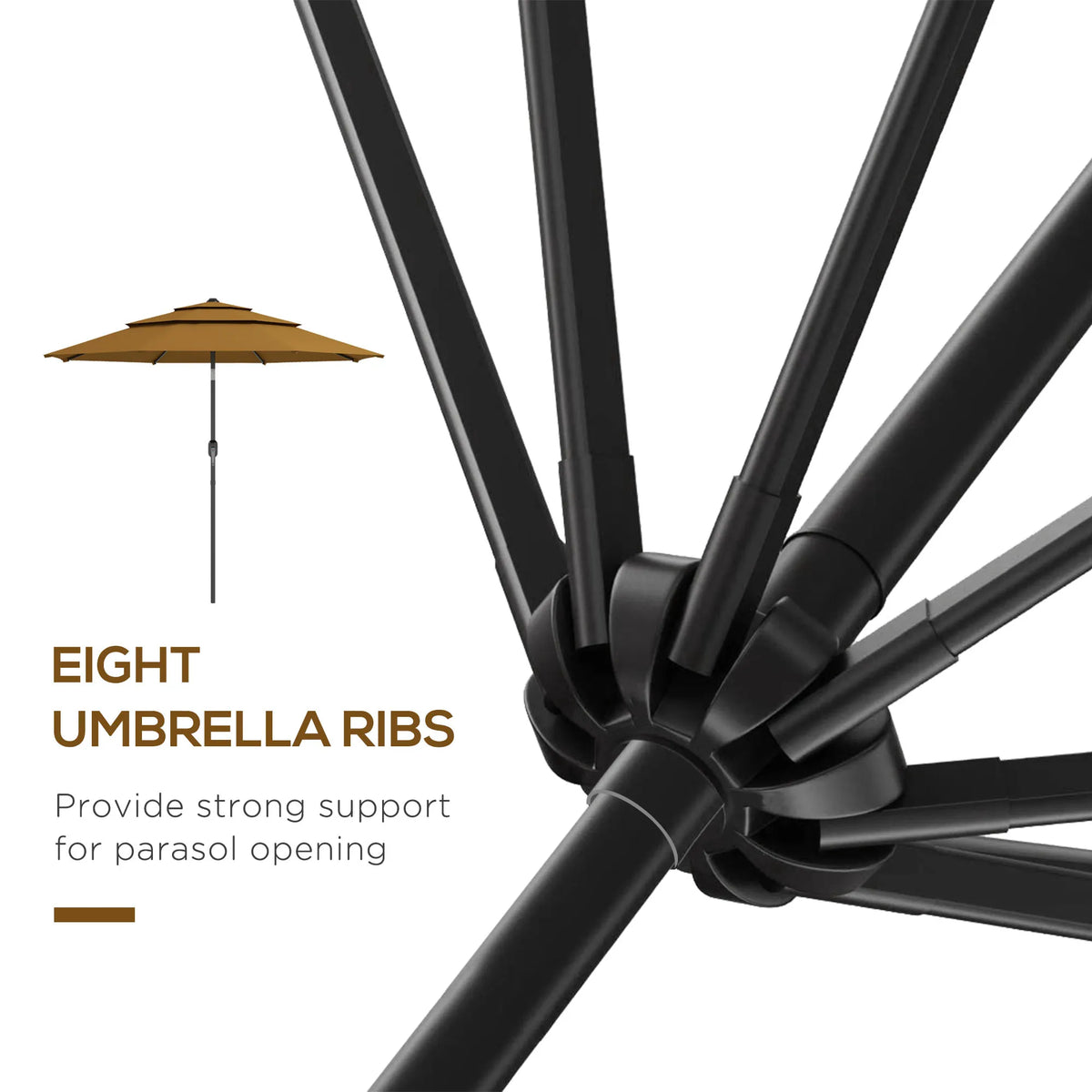9 Foot 3-Tier Market Style Outdoor Patio Umbrella with Crank Handle
